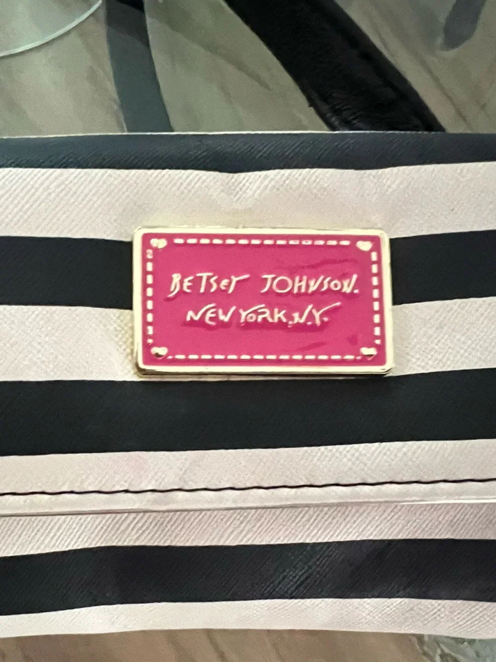 Betsey Johnson  Black & navy Stripe Crossbody Bag